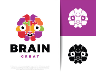 Brain Puzzle Icon Illustration Design