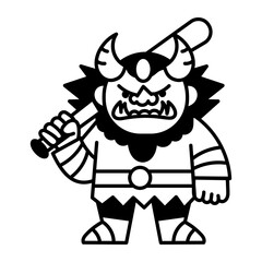 Demon oni icon in hand drawn style 
