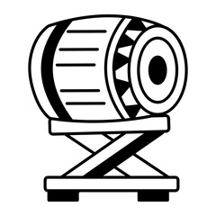Hand drawn style icon showing a war drum 
