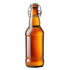 Amber Beer Bottle With Swing Top On Transparent Background