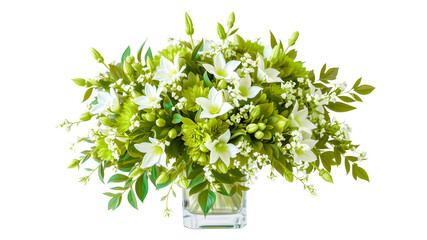 Fototapeta premium Fresh green plant with leaves and a blossom isolated on white