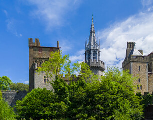 Towers of Cardiff Castle from Bute Park (Wales, United Kingdom)