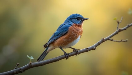 robin on a branch with blurred background