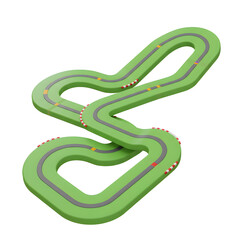 Obraz premium 3D Render of a Complex Go-Kart Track Design: Winding Circuit with Colorful Markings
