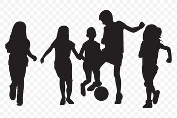 Children Playing Silhouette - Ideal for Joyful & Playful Projects on Transparent Background. EPS 10.