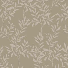 Minimalist Botanical Leaves Vector Seamless Pattern. Leaf Branch Background. Floral Design for Wrapping Paper and Fabric Printing.