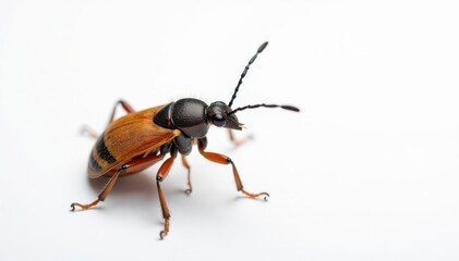 Close-up of a single insect on a stark white background, studio, white