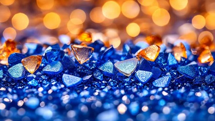 Sparkling blue and amber crystals against a bokeh background - Powered by Adobe