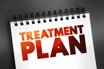 Treatment plan - detailed plan with information about a patient's disease, the treatment options for the disease and possible side effects, text concept on notepad