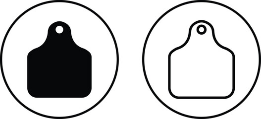 Cow ear tags icon set . Ear tag illustration sign vector collection isolated on transparent background. Identification labels for cattle, farm animals, livestock. Earmark mockups for livestock.