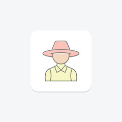 Farmer In Straw Hat, vector, pixel perfect, illustrator file