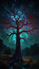  a towering tree-like being with glowing