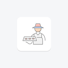 Farmer With Seedling Tray, vector, pixel perfect, illustrator file
