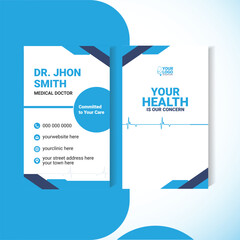 Modern Portrait Healthcare Business Card Template &ndash; Clean Doctor & Medical ID Design