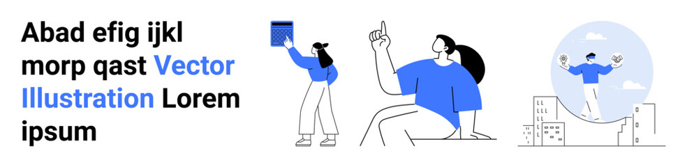 People interacting, pointing, holding items, celebrating on a rooftop. Ideal for teamwork, creativity, learning, education, collaboration celebration simple landing page