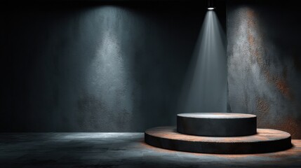 Premium dark podium with clean design and spotlight