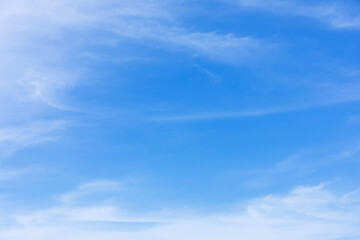 Fantastic soft white clouds against blue sky and copy space horizontal shape. Web banner.Website header.