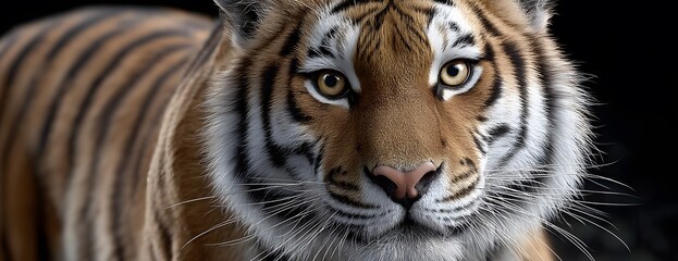 Fototapeta premium Majestic Tiger Close-up Against Black Background