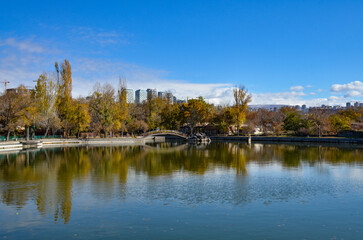 Victory park and Arevik Lake in autumn (Yerevan, Armenia)