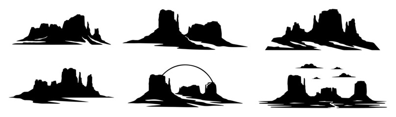 monument valley formations set clean vector cut-out