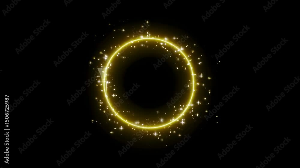 Poster golden ring with sparkling particles animation