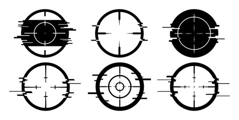 tactical crosshair targets pack silhouette shape clean vector lines with vintage feel