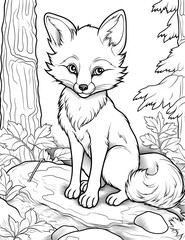 cute girl fox coloring pages in the winter forest