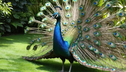 Obraz premium Majestic Peacock in a Lush Garden