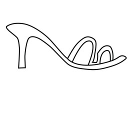 Cute cartoon hand drawn vector high heel sandless outline.