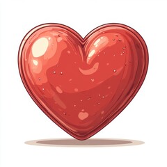 Shiny Red Heart Illustration: Cartoon Style Valentine's Day Symbol for Romantic Love