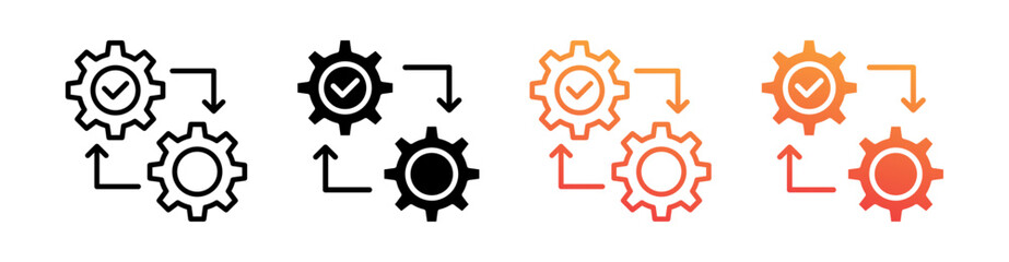 Process Multi Style Icon Set Vector 