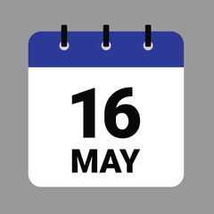 May 16 - Daily Calendar Icon - White Background
