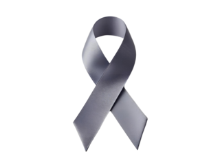 Gray ribbon on white. Symbol of hope, support.