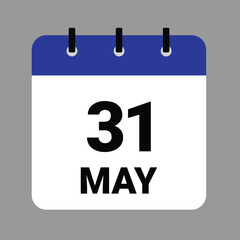 May 31 - Daily Calendar Icon - White Background