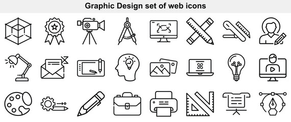 Graphic Design and Creative Tools Line Icons