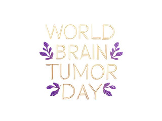 A hand writing 'World Brain Tumor Day' with a soft glow, handwritten style