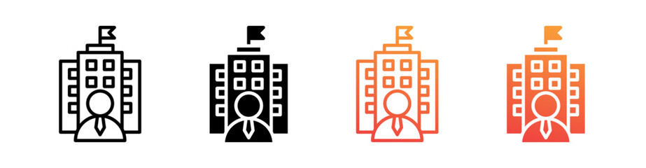 Business Owner Multi Style Icon Set Vector 