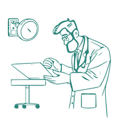 Medical professional Reviewing Patient Data – Healthcare Research concept 