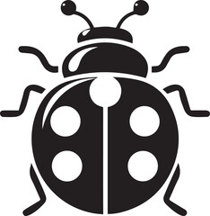 Minimalist Ladybug Silhouette Vector with Eight White Spots – Insect Illustration