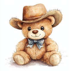 Teddy Bear Cowboy Hat: Adorable Child's Stuffed Toy for Kids Room Decor