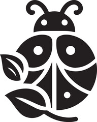 Minimalist Ladybug Silhouette Vector with Eight White Spots – Insect Illustration