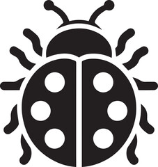 Minimalist Ladybug Silhouette Vector with Eight White Spots – Insect Illustration