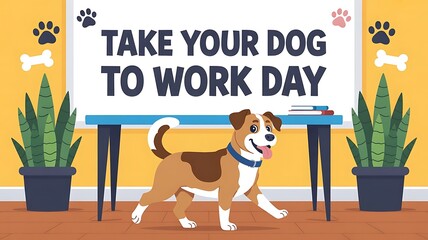 Animated jack russell terrier celebrating take your dog to work day campaign