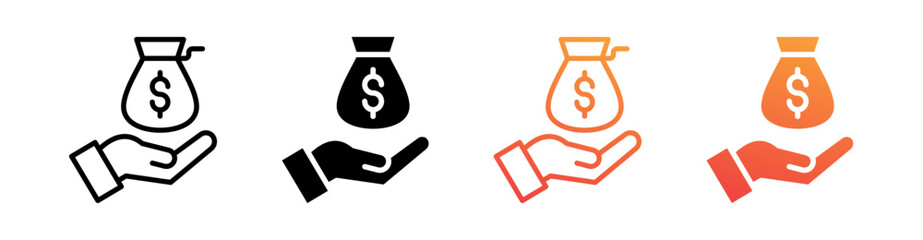 Salary Multi Style Icon Set Vector 
