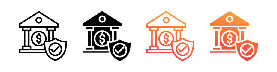 Bank Multi Style Icon Set Vector 