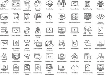 Software Development Line Icons, Vector Illustration.