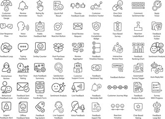 Feedback Icons Set, Thin Line Vector Illustration
