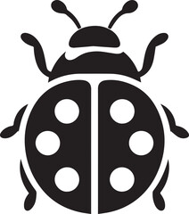 Minimalist Ladybug Silhouette Vector with Eight White Spots – Insect Illustration