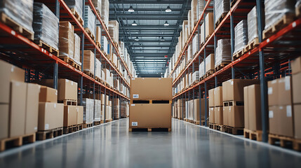 Obraz premium space-maximized warehouse with clear access paths, ultra realistic, 8K,