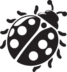 Minimalist Ladybug Silhouette Vector with Eight White Spots – Insect Illustration